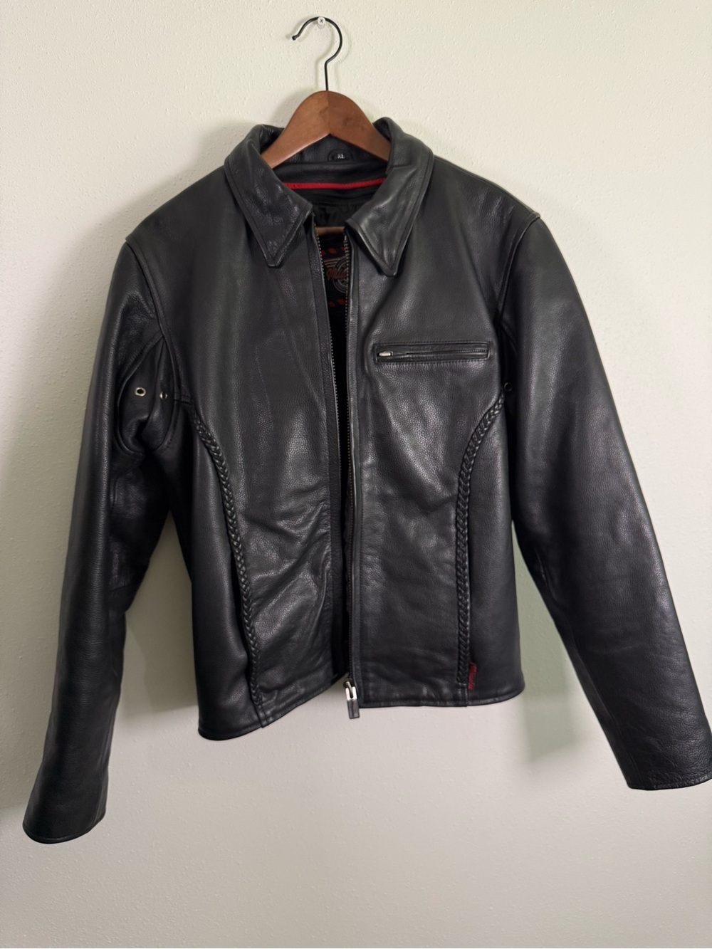 Milwaukee Leather Black Genuine Leather Moto Jacket Women XL Racer Biker